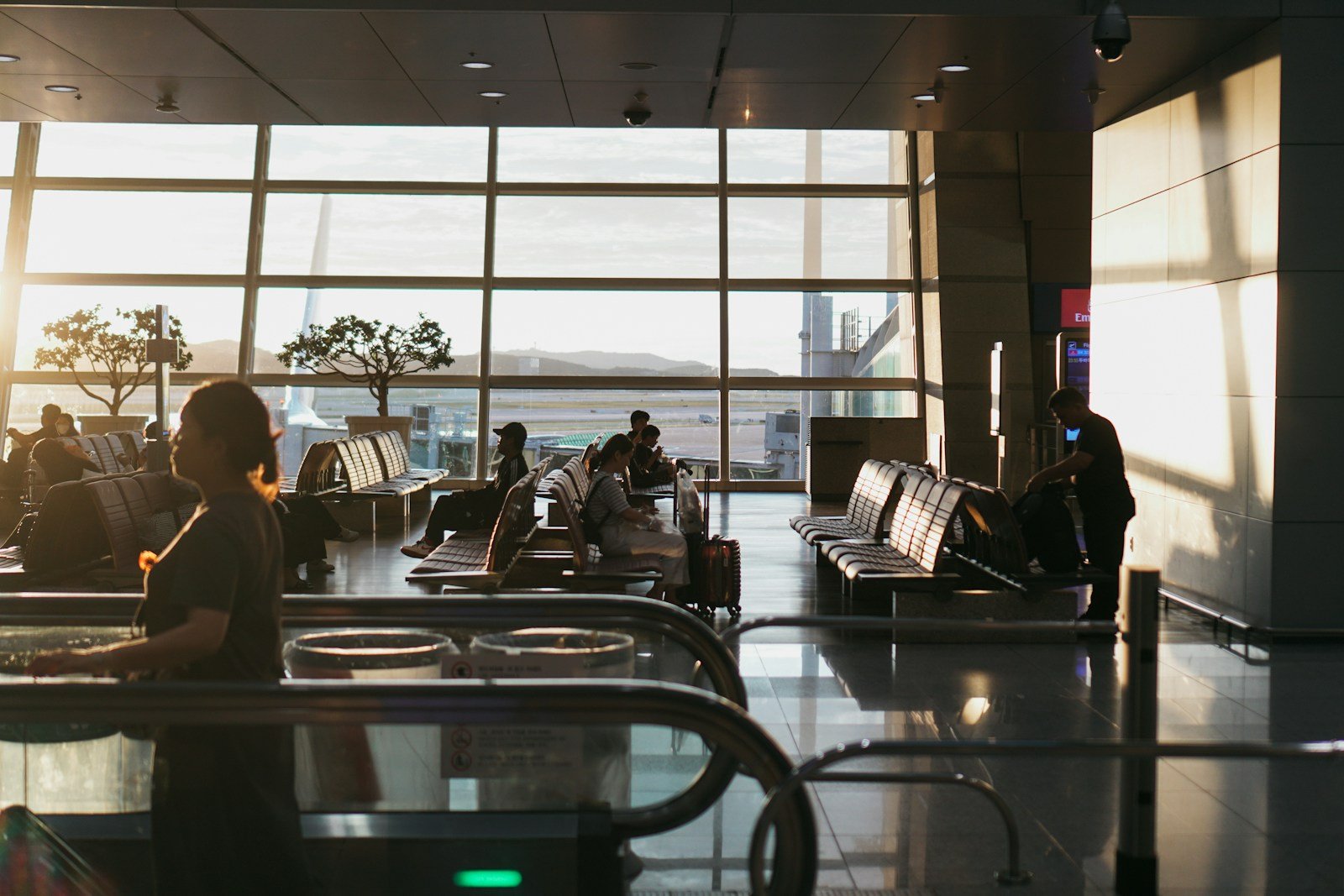 Douanier contrôlant les bagages d'un voyageur dans un terminal d'aéroport