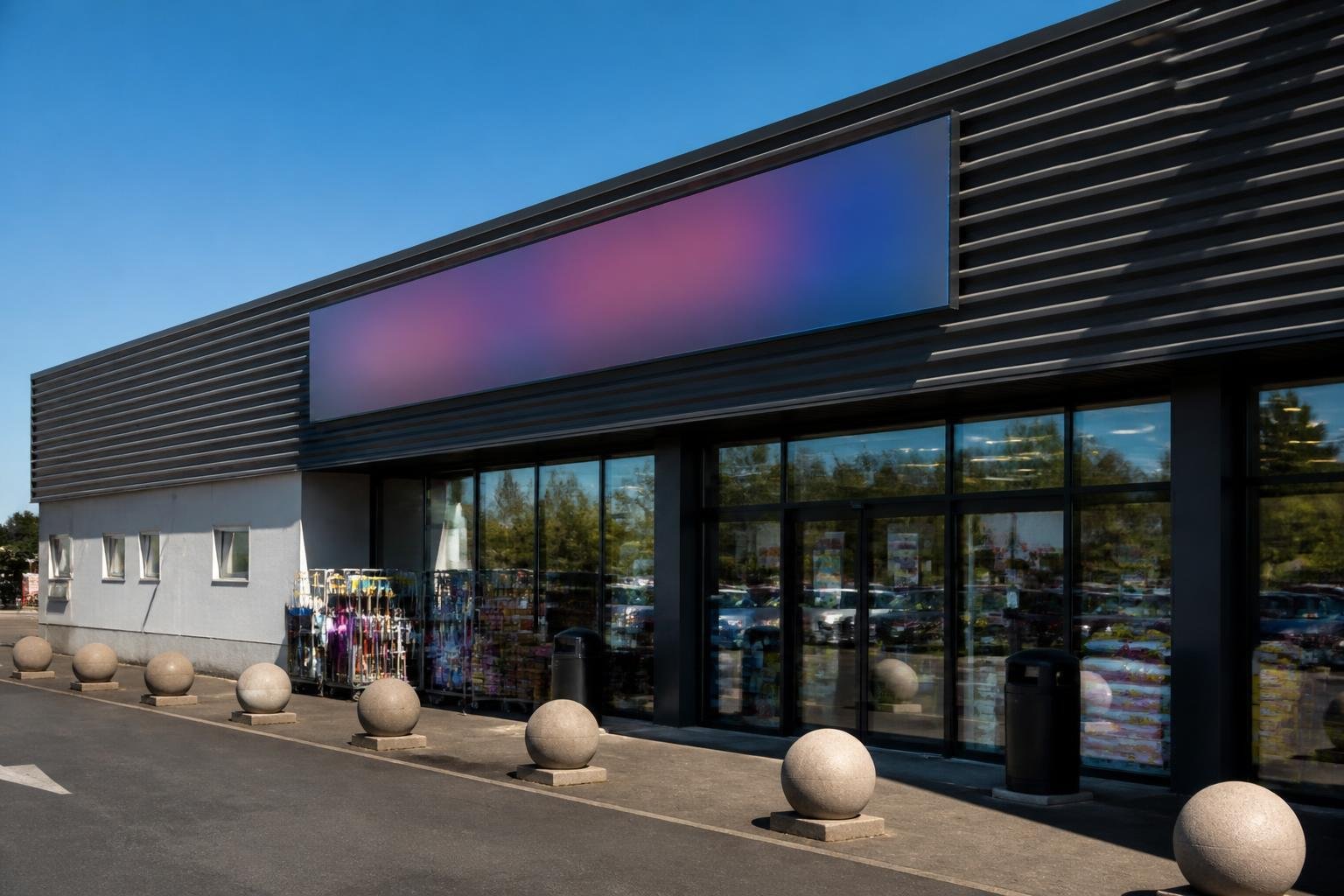 Façade d'un magasin discount en zone commerciale près d'Alès
