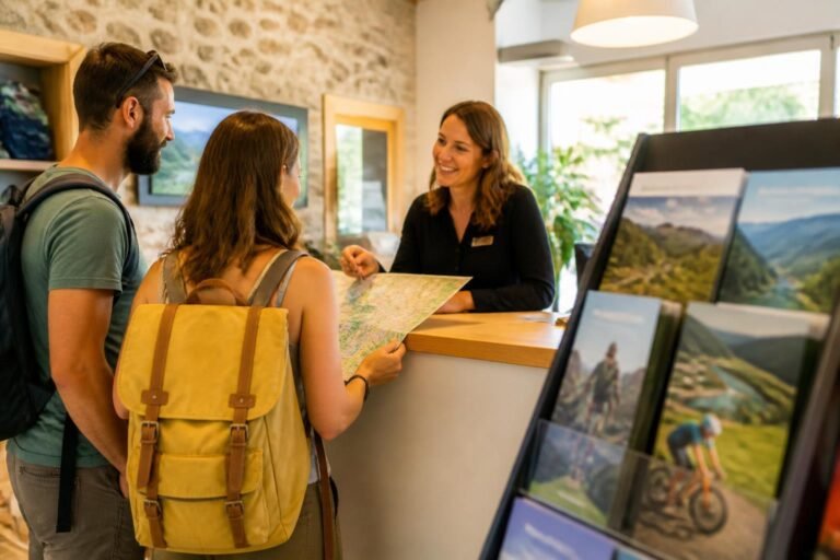 L'accueil d'un office de tourisme, ses brochures et ses conseils pour préparer un séjour dans les Cévennes