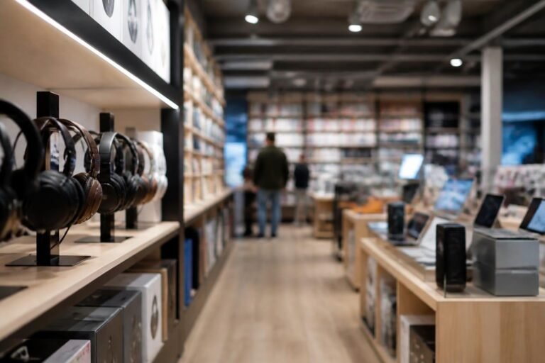 Rayons d'un grand magasin culturel et high-tech
