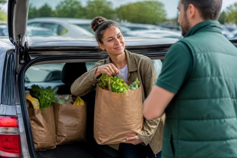 Retrait des courses au drive d'un supermarché