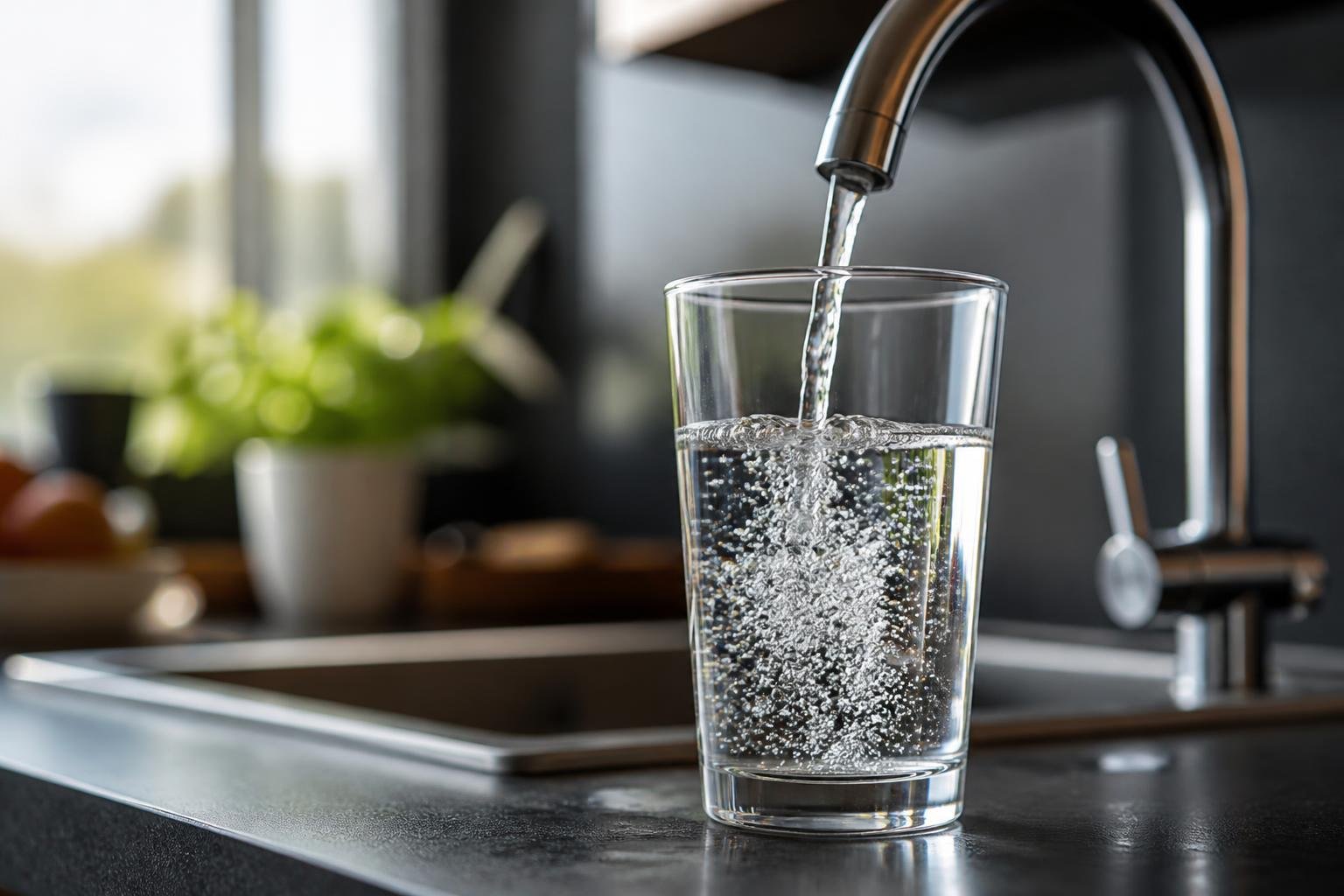 Un verre d'eau du robinet à Alès, distribuée par la REAAL