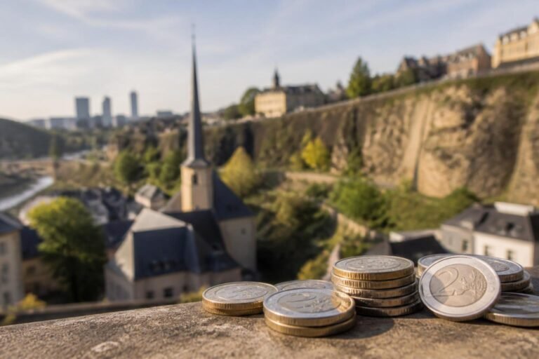 Vue de la ville de Luxembourg évoquant le salaire minimum et l'argent